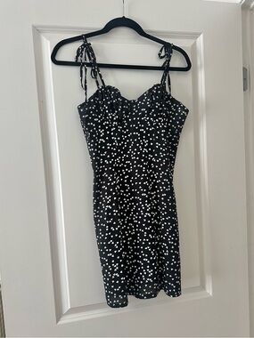 Black Mini Dress with White Heart Print
